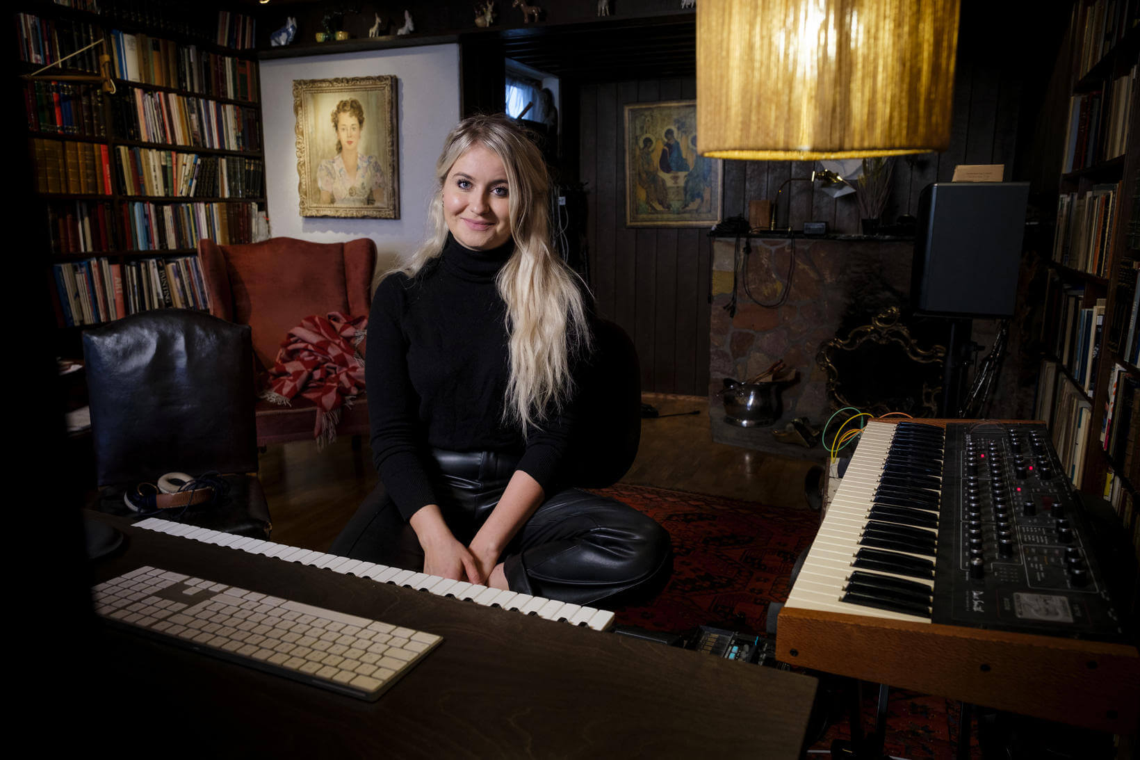 Inki, music composer, in her studio in Iceland