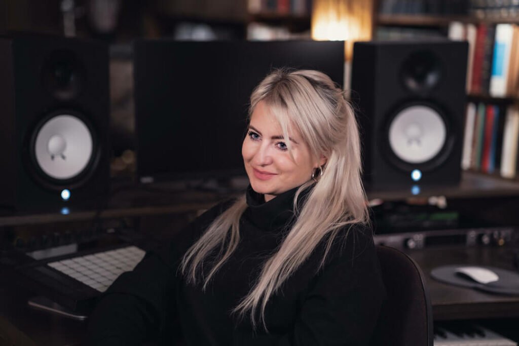 female music producer in the studio